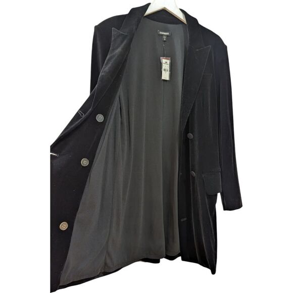 Express Women's Medium Velvet Double Breasted Blazer Jacket in Black NWT - Picture 4 of 7